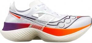 NEW SAUCONY women's endorphin elite riunning shoes in white/vizired